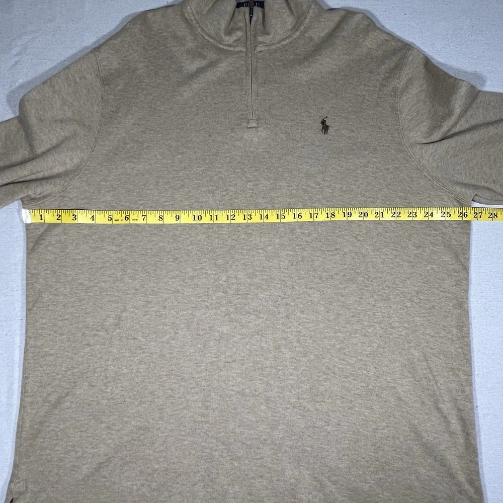 Polo Ralph Lauren Estate Rib‎ Mockneck Quarter Zip Pullover Sweater Tan Size XL